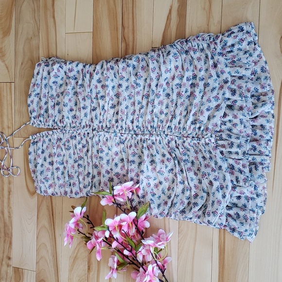 ZARA Strapless metalic thread draped print dress - Picture 2 of 13